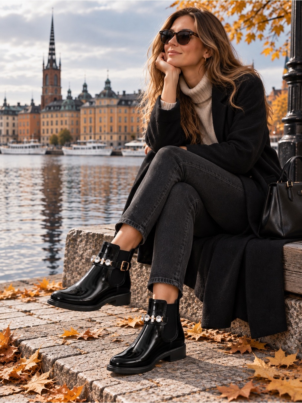 🖤 Henry Ferrera Black Rhinestone Rain Boots 🖤